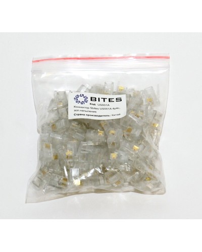 US010A (100шт). Телефонный разъем 4P4C (RJ-11). 5bites в Нижневартовске