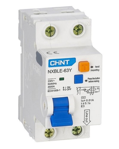 NXBLE-63Y (R) 1п+N C 6А 30мА электронный тип AC 4.5кА CHINT (105540). Автоматический выключатель дифференциального тока. CHINT в Нижневартовске