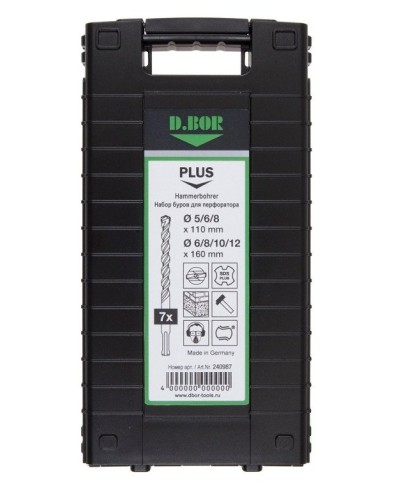 Набор буров SDS-plus V PLUS 7шт, 2-cutting (240987). Набор буров SDS-plus (5,6,8х110 мм; 6,8,10,12х160 мм). D.BOR в Нижневартовске