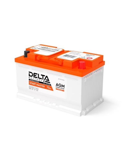 Delta START MASTER AGM 1270 (70 Ah). Аккумулятор автомобильный герметичный свинцово-кислотный. Delta в Нижневартовске