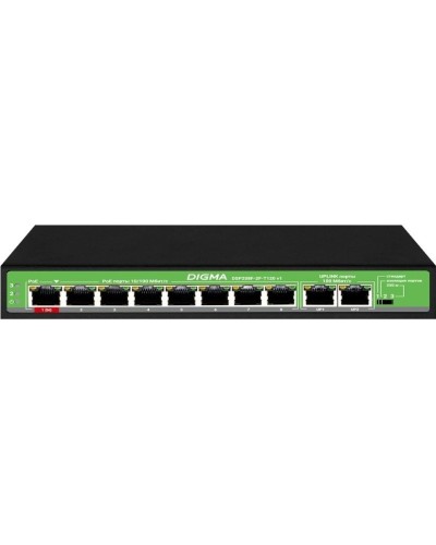 DSP208F-2F-T120 DSP208F-2F-T120 V1 (L2) 10х100Мбит/с 8PoE 8PoE+ 120W. Коммутатор с питанием по PoE. Digma в Нижневартовске