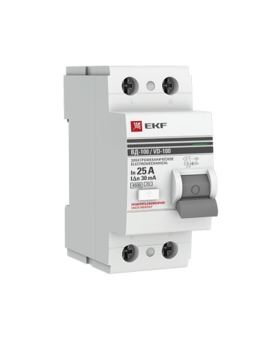 УЗО ВД-100 2P 25А 30мА тип AC эл-мех  PROxima (elcb-2-25-30-em-pro). Выключатель дифференциального тока (УЗО). EKF в Нижневартовске