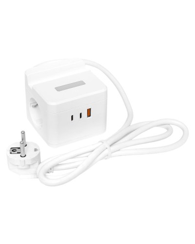 Удлинитель Куб 2 гнезда USB + 2Type C с быстрой зарядкой, подставкой под телефон и ночником 1,3 метра 1мм2. Удлинитель Куб. EKF в Нижневартовске