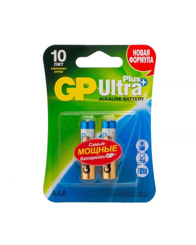 GP Ultra Plus Alkaline 24A AAA (GP 24AUP-2CR2), упак. 2 шт. БЛИСТЕР. Алкалиновые батарейки. GP Batteries в Нижневартовске