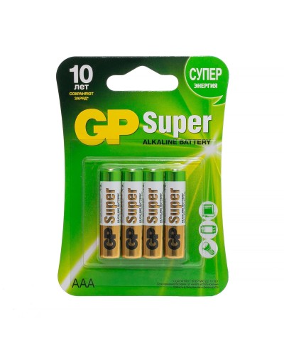 GP Super Alkaline 24A AAA (GP 24A-2CR4), упак. 4 шт. БЛИСТЕР. Алкалиновые батарейки. GP Batteries в Нижневартовске