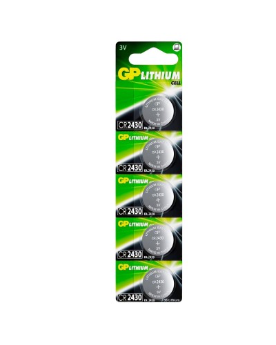 GP Lithium CR2430 (GP CR2430-2C5 100/1000), упак. 5 шт. БЛИСТЕР. Литиевые дисковые батарейки. GP Batteries в Нижневартовске