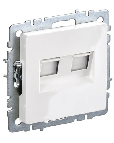 Розетка RJ11+RJ45 РК/Т12-БрБ белая BRITE (BR-KT20-O-1-K01). Розетка двойная. IEK в Нижневартовске