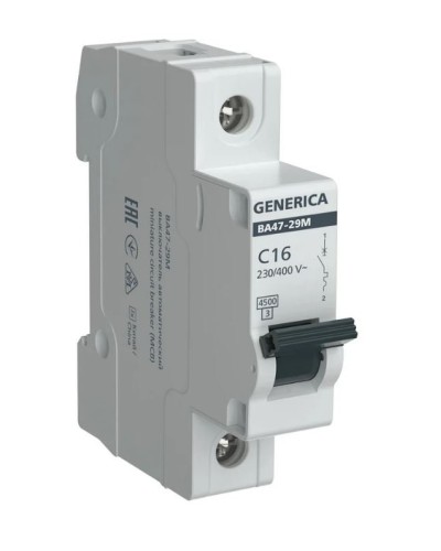 GENERICA ВА47-29М 1P C 16А 4,5кА (MVA21-1-016-C-G). Автоматический выключатель. IEK в Нижневартовске