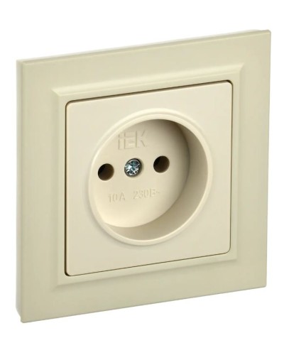 Розетка без з/к РС10-1-0-БрКр бежевый BRITE (BR-R10-10-K10). Розетка без заземления без защитных шторок. IEK в Нижневартовске