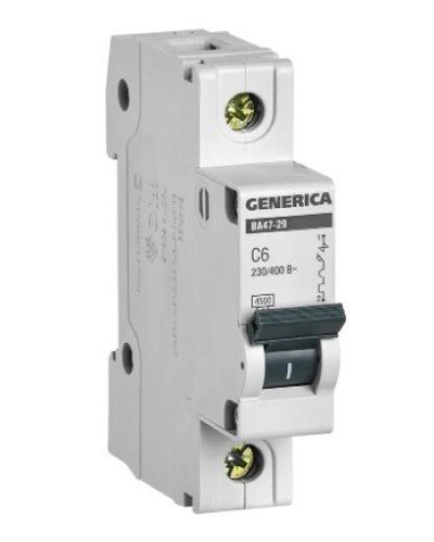 GENERICA ВА47-29 1P C 6А 4,5кА (MVA25-1-006-C). Автоматический выключатель. IEK в Нижневартовске