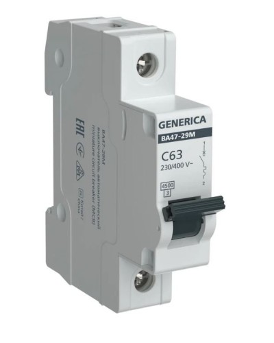 GENERICA ВА47-29М 1P C 63А 4,5кА (MVA21-1-063-C-G). Автоматический выключатель. IEK в Нижневартовске