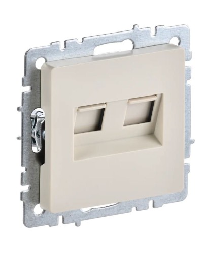 Розетка RJ45 РК10-2-БрКр кат.5E, бежевый BRITE (BR-K20-1-K10). Розетка компьютерная двойная. IEK в Нижневартовске