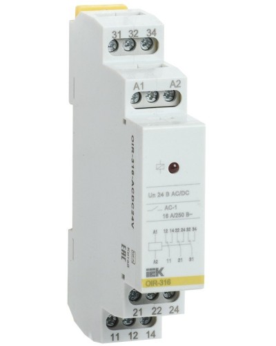 Реле промежуточное модульное OIR 3 контакта 16А 24В AC/DC (OIR-316-ACDC24V). Реле промежуточное модульное. IEK в Нижневартовске