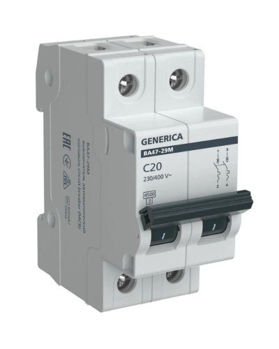 GENERICA ВА47-29М 2P C 20А 4,5кА (MVA21-2-020-C-G). Автоматический выключатель. IEK в Нижневартовске