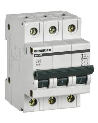 GENERICA ВА47-29 3P C 25А 4,5кА (MVA25-3-025-C). Автоматический выключатель. IEK в Нижневартовске
