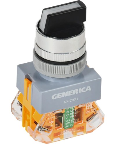 Переключатель D7-20X3 на 3 положения черный GENERICA (BSW50-20X3-3-21-3-K02-G). Переключатель. IEK в Нижневартовске