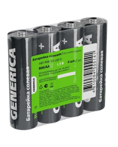 Батарейка солевая R06/AA GENERICA (4 шт) (ABT-R06-ST-L04-G). Батарейка солевая. IEK в Нижневартовске
