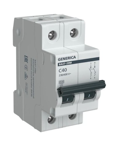 GENERICA ВА47-29М 2P C 40А 4,5кА (MVA21-2-040-C-G). Автоматический выключатель. IEK в Нижневартовске