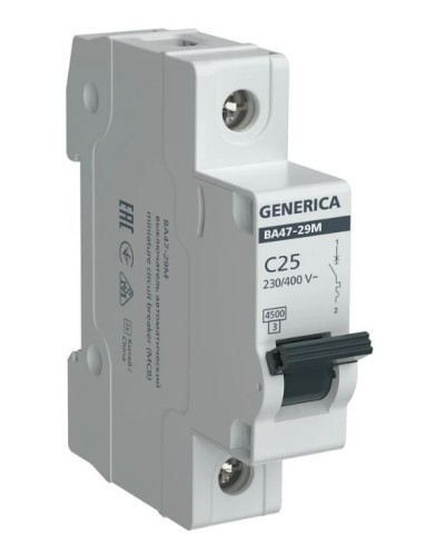 GENERICA ВА47-29М 1P C 25А 4,5кА (MVA21-1-025-C-G). Автоматический выключатель. IEK в Нижневартовске