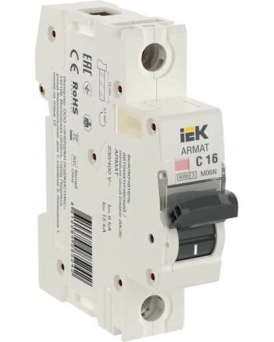 M06N 1P C 16А 6кА ARMAT (AR-M06N-1-C016). Автоматический выключатель. IEK в Нижневартовске
