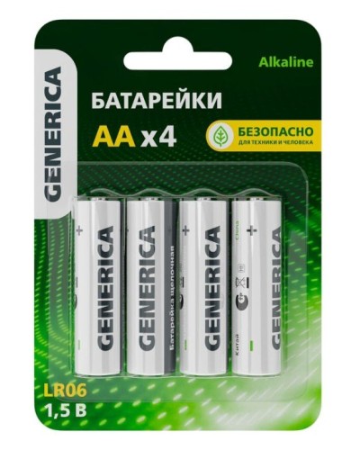 Батарейка Alkaline LR06/AA GENERICA (4 шт) (ABT-LR06-ST-L04-G). Батарейка щелочная. IEK в Нижневартовске