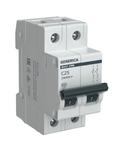 GENERICA ВА47-29М 2P C 25А 4,5кА (MVA21-2-025-C-G). Автоматический выключатель. IEK в Нижневартовске