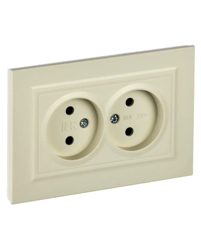 Розетка 2-местная без з/к РС12-2-БрКр бежевый BRITE (BR-R20-10-K10-F). Розетка без заземления без защитных шторок в сборе. IEK в Нижневартовске