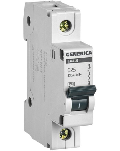 GENERICA ВА47-29 1P C 25А 4,5кА (MVA25-1-025-C). Автоматический выключатель. IEK в Нижневартовске