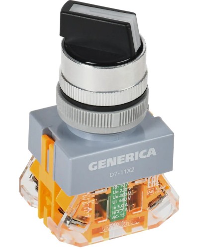 Переключатель D7-11X2 на 2 положения черный GENERICA (BSW50-11X2-3-21-2-K02-G). Переключатель. IEK в Нижневартовске
