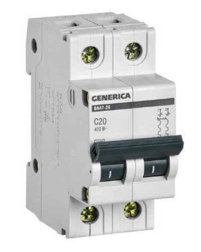 GENERICA ВА47-29 2P C 20А 4,5кА (MVA25-2-020-C). Автоматический выключатель. IEK в Нижневартовске