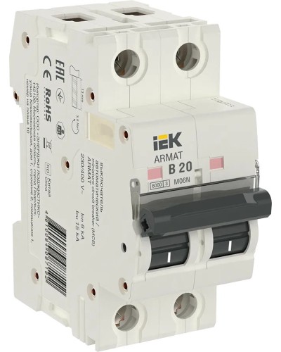 M06N 2P B 20А 6кА ARMAT (AR-M06N-2-B020). Автоматический выключатель. IEK в Нижневартовске