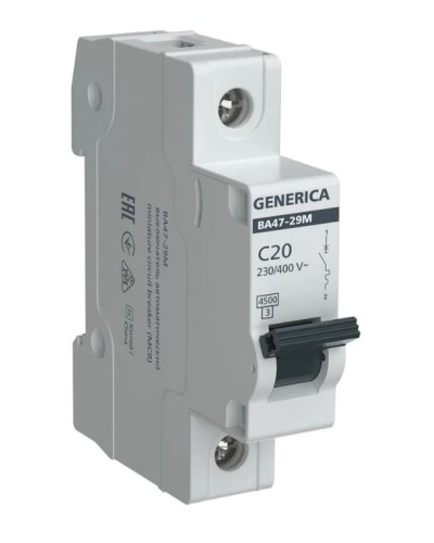 GENERICA ВА47-29М 1P C 20А 4,5кА (MVA21-1-020-C-G). Автоматический выключатель. IEK в Нижневартовске