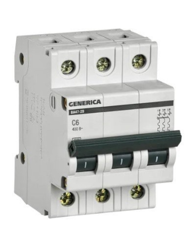 GENERICA ВА47-29 3P C 6А 4,5кА (MVA25-3-006-C). Автоматический выключатель. IEK в Нижневартовске