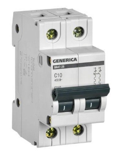 GENERICA ВА47-29 2P C 10А 4,5кА (MVA25-2-010-C). Автоматический выключатель. IEK в Нижневартовске
