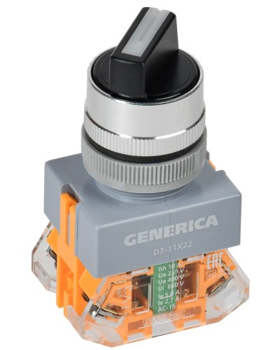 Переключатель D7-11X22 на 2 положения черный GENERICA (BSW50-11X22-3-22-2-K02-G). Переключатель с самовозвратом. IEK в Нижневартовске