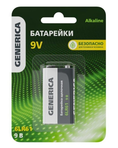 Батарейка Alkaline 6LR61 9V GENERICA (ABT-6LR619V-ST-L02-G). Батарейка щелочная. IEK в Нижневартовске