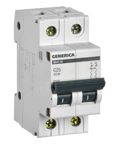 GENERICA ВА47-29 2P C 25А 4,5кА (MVA25-2-025-C). Автоматический выключатель. IEK в Нижневартовске