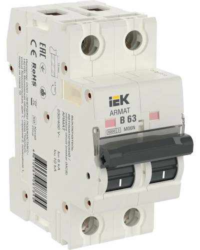M06N 2P B 63А 6кА ARMAT (AR-M06N-2-B063). Автоматический выключатель. IEK в Нижневартовске