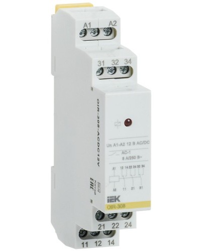 Реле промежуточное модульное OIR 3 контакта 8А 230В AC (OIR-308-AC230V). Реле промежуточное модульное. IEK в Нижневартовске