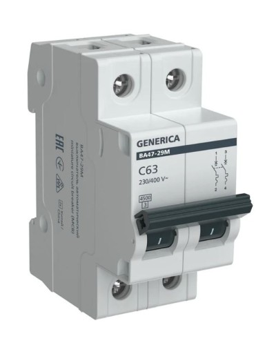 GENERICA ВА47-29М 2P C 63А 4,5кА (MVA21-2-063-C-G). Автоматический выключатель. IEK в Нижневартовске