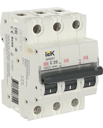 M06N 3P C 20А 6кА ARMAT (AR-M06N-3-C020). Автоматический выключатель. IEK в Нижневартовске