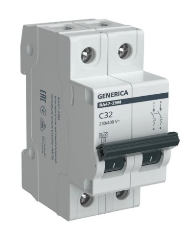 GENERICA ВА47-29М 2P C 32А 4,5кА (MVA21-2-032-C-G). Автоматический выключатель. IEK в Нижневартовске