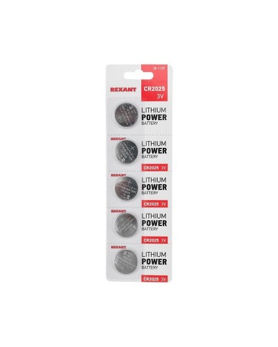 Литиевые батарейки CR2025 3 V 160 mAh (30-1107). Элемент питания. Rexant в Нижневартовске