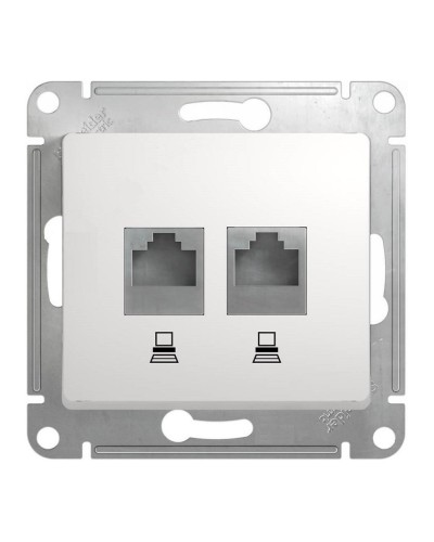 Glossa розетка RJ45+RJ45 2-местная, кат. 5Е, скрытой установки, механизм, белый (GSL000185KK). Розетка компьютерная. Systeme Electric в Нижневартовске