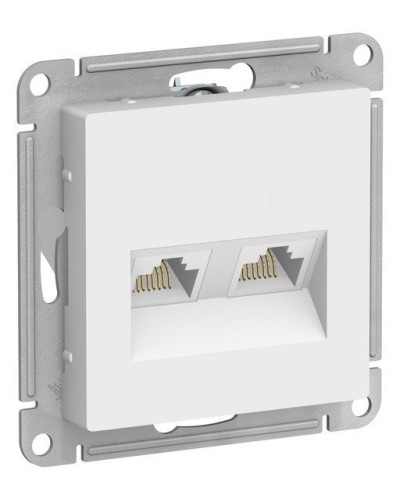 AtlasDesign розетка RJ45+RJ45, 2-местная, скрытой установки, механизм, белый (ATN000185). Розетка компьютерная. Systeme Electric в Нижневартовске