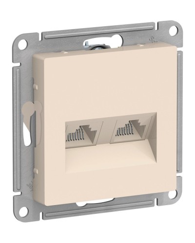AtlasDesign розетка RJ45+RJ45, 2-местная, скрытой установки, механизм, бежевый (ATN000285). Розетка компьютерная. Systeme Electric в Нижневартовске