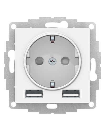 AtlasDesign розетка 1-местная с 2 USB A+A, скрытой установки, механизм, белый (ATN000130). Розетка с USB. Systeme Electric в Нижневартовске