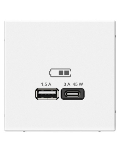 ArtGallery розетка USB тип-A+C 45Вт, скрытой установки, механизм, белый (GAL000129). Розетка USB. Systeme Electric в Нижневартовске