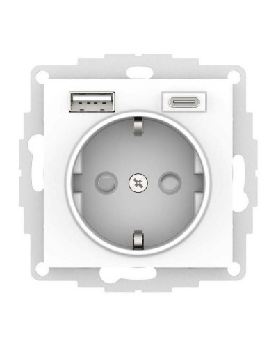 AtlasDesign розетка 1-местная с 2 USB A+C, скрытой установки, механизм, белый (ATN000132). Розетка с USB. Systeme Electric в Нижневартовске