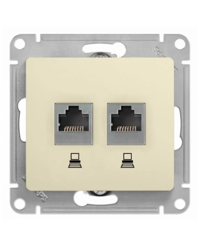Glossa розетка RJ11+RJ45, 2-местная, кат. 5Е, скрытой установки, механизм, бежевый (GSL000285). Розетка компьютерная + телефонная. Systeme Electric в Нижневартовске